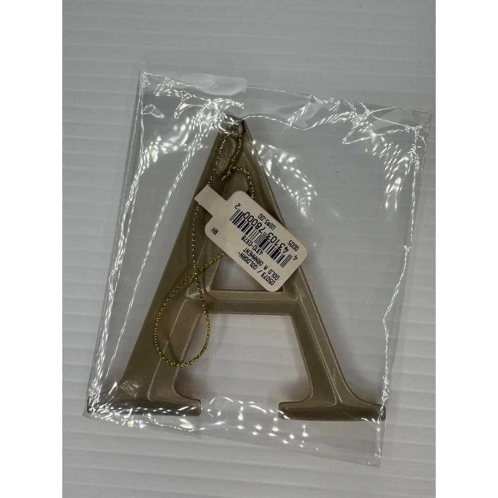 Restoration Hardware Gold Letter A Monogram Ornaments Set of 2 Vintage 2005 NEW